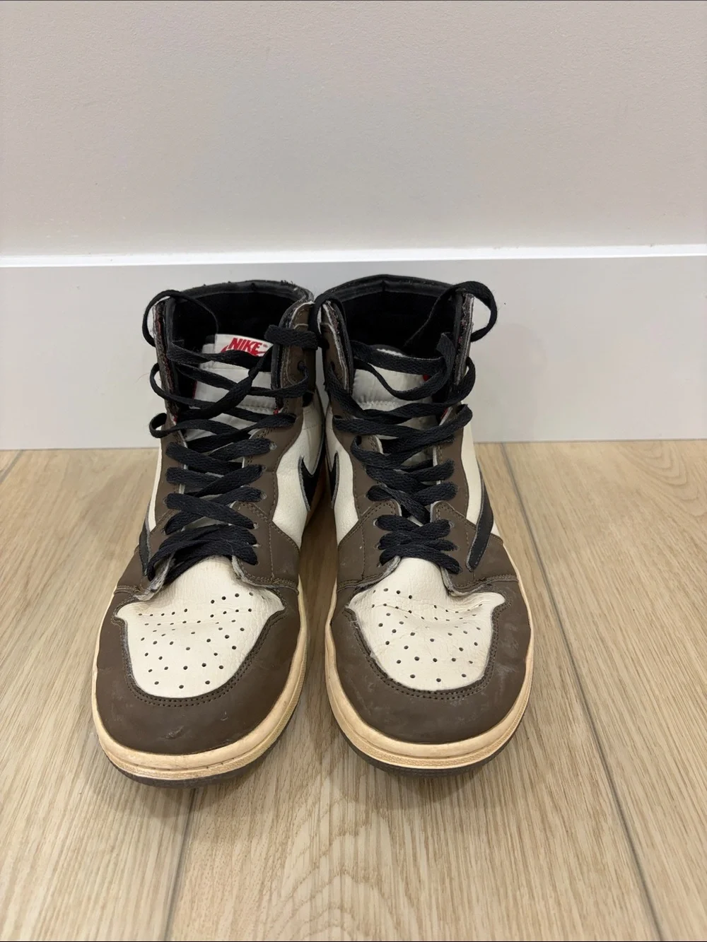 Nike Air Jordan 1 High OG Travis Scott Reverse Swoosh Mocha Brown White Black